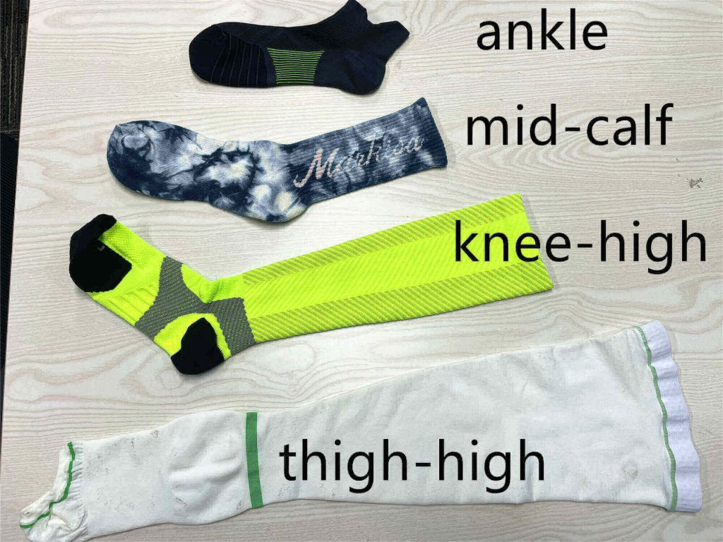 Different lengths of socks shown in a visual guide.