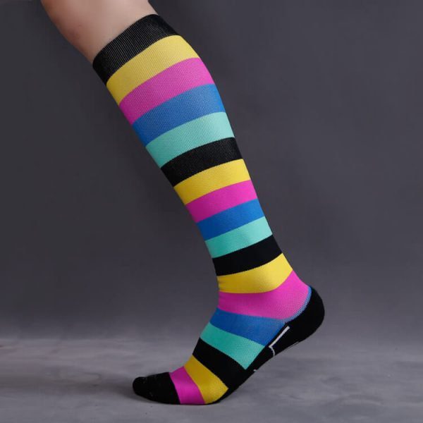 Rainbow colorful compression knee socks - Image 2