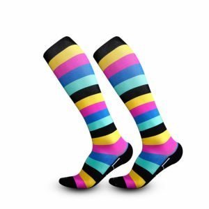 Rainbow colorful compression knee socks