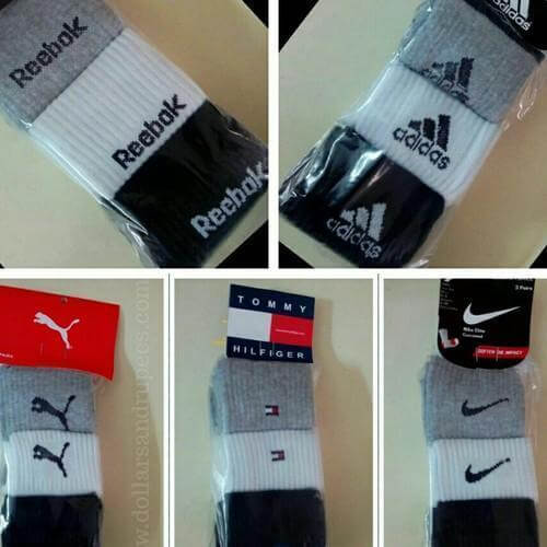 Socks logo design featuring Nike, Adidas, Reebok, Puma, and Tommy Hilfiger.