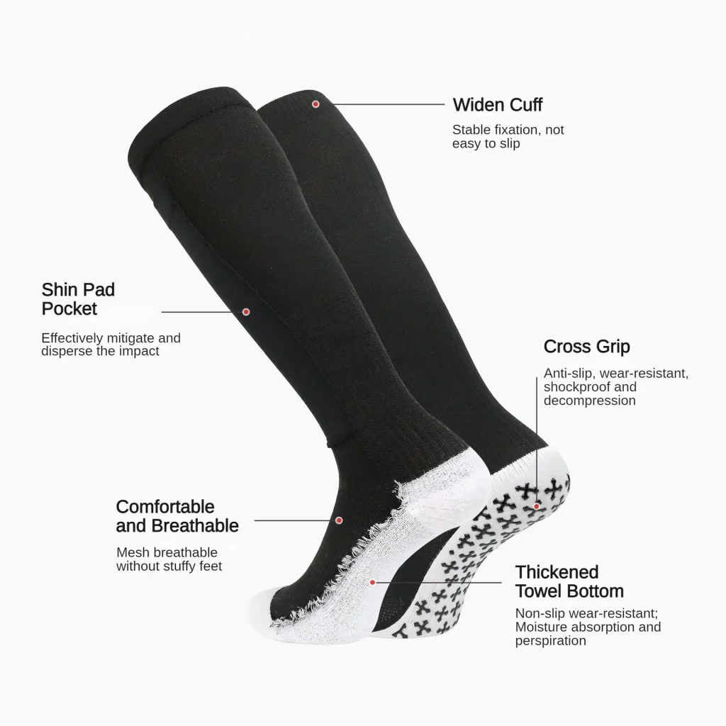 custom football grip socks with shin pad