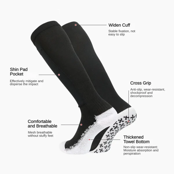 custom football grip socks with shin pad