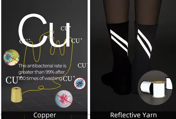 custom copper reflective work socks