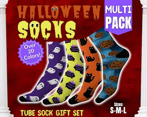 Halloween socks gift set multipack with various spooky designs.