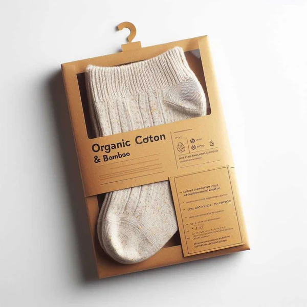Sustainable sock packaging ideas featuring organic cotton and bamboo socks.
