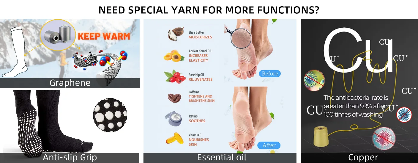 custom compression socks material according to different functions