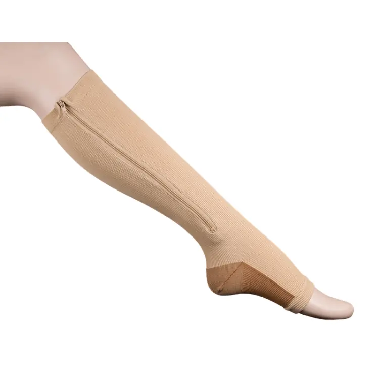 custom open toe compression socks with zipper