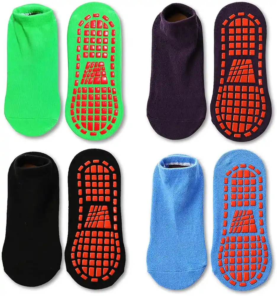 Trampoline park grip socks with bright anti-slip patterns