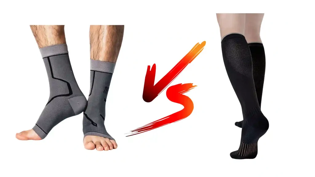 Compression ankle socks versus knee-high compression socks comparison.