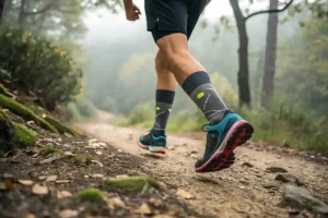someone wear running socks to trail running