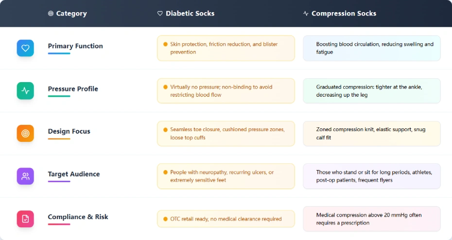 Diabetic socks vs compression socks