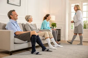 gout patient wearing compression socks