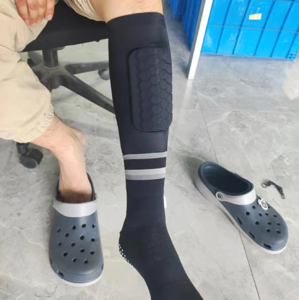 All in one shin pad grip socks for soccer players