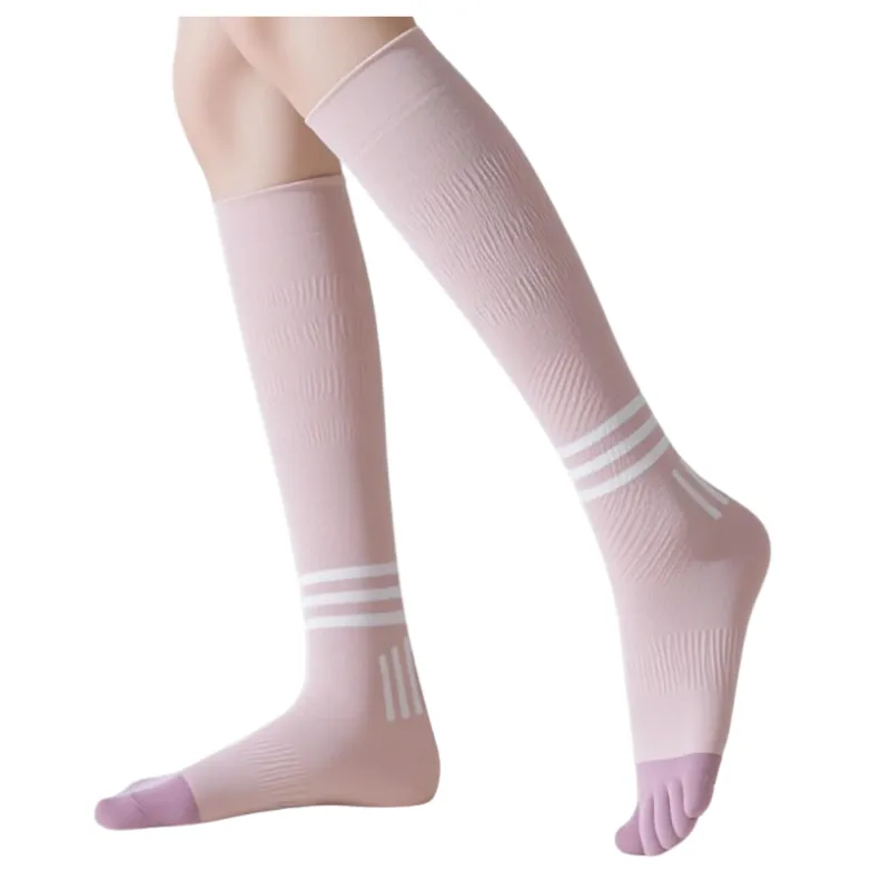 pink knee high pilates socks