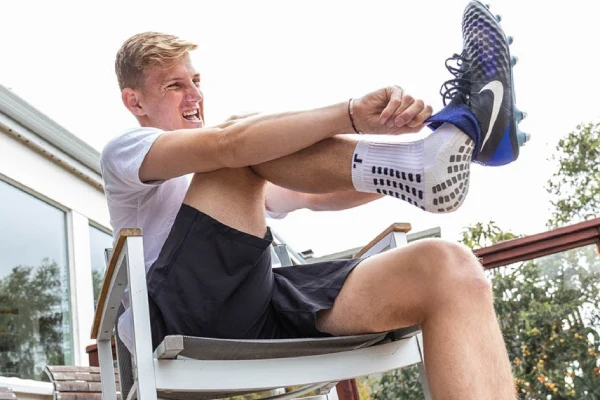 Wearing grip socks on shoes
