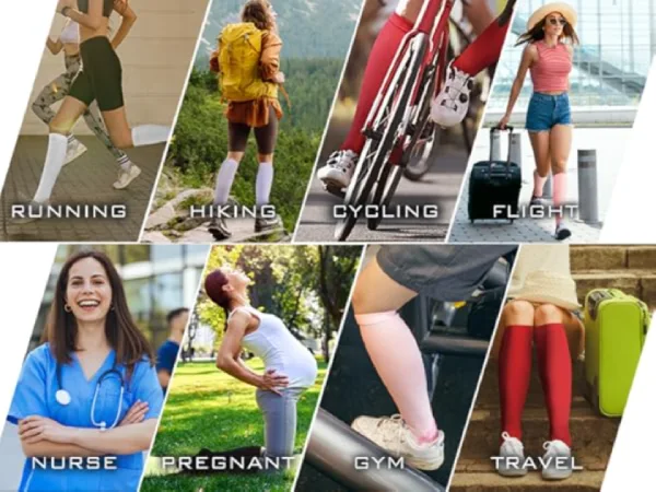 Different groups using compression socks for relief