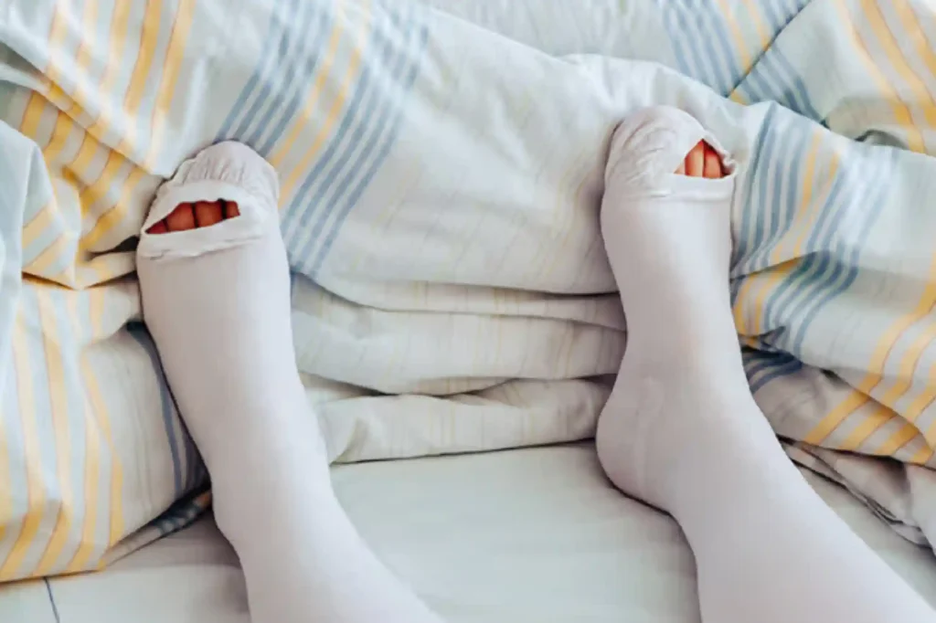 Compression socks on bed