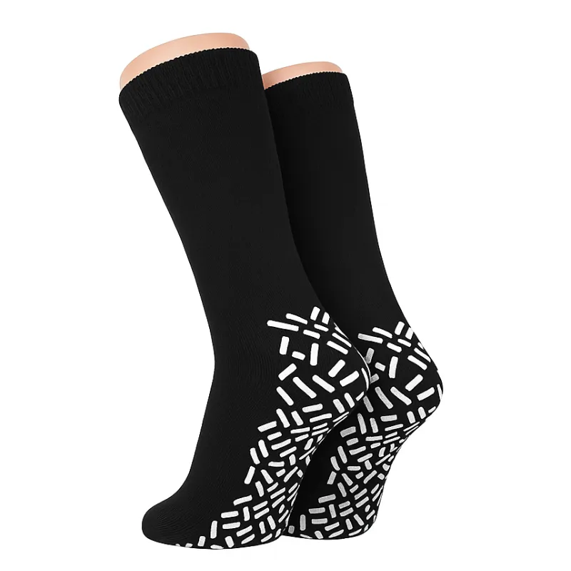 Gripper diabetic socks black with non-slip sole design for enhanced stability and comfort.