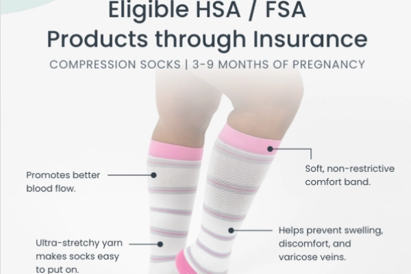 Close-up of compression socks for pregnancy, highlighting features and benefits