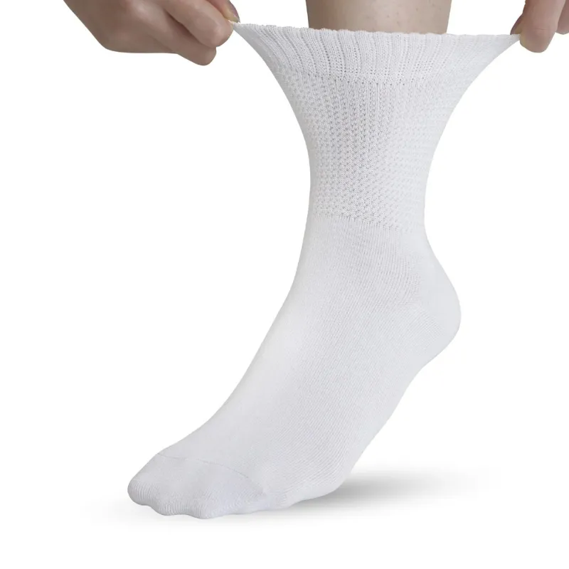 Non-binding diabetic socks white soft, stretchable design for comfort and improved circulation