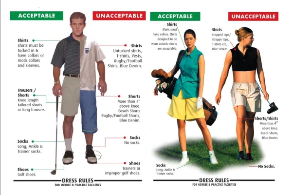Golf dress code example showing acceptable golf sock length