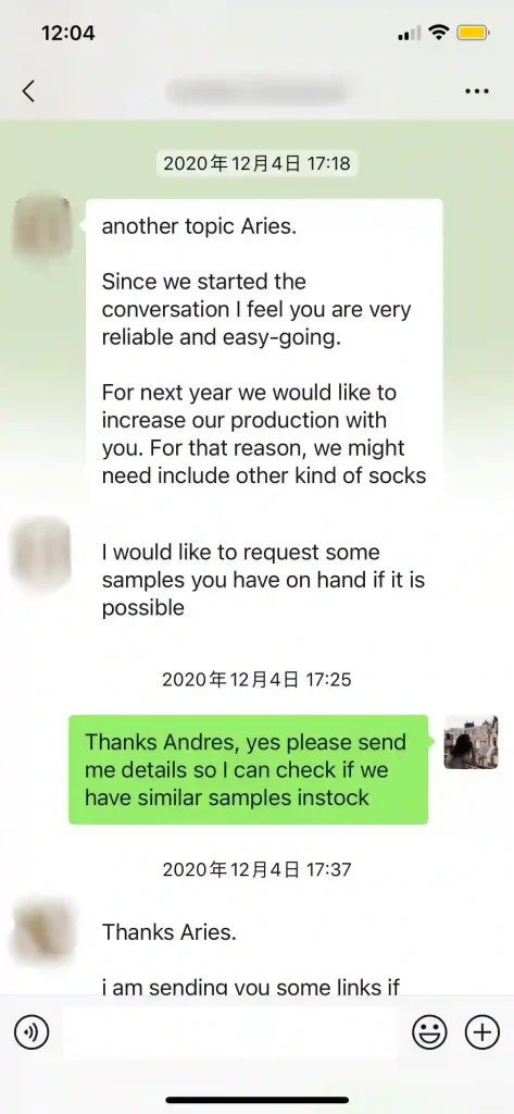 Compression socks client praises Aries’ reliability and easy communication; requests more samples for expanded production