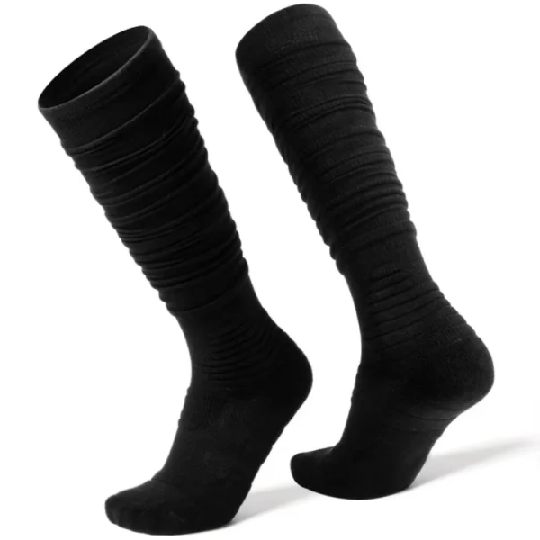 black scrunch socks football, perfect for athletic activities and team sports.