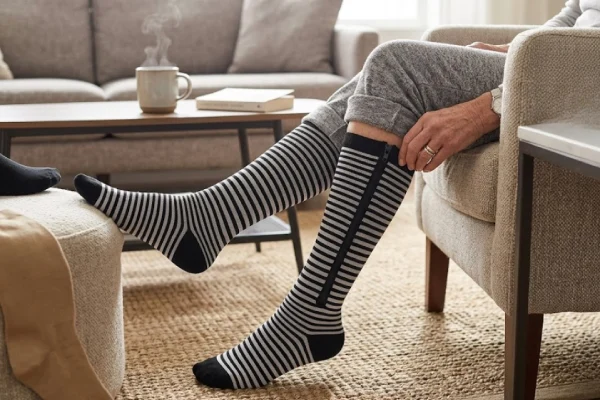 Fashion zipper compression socks wearing daily