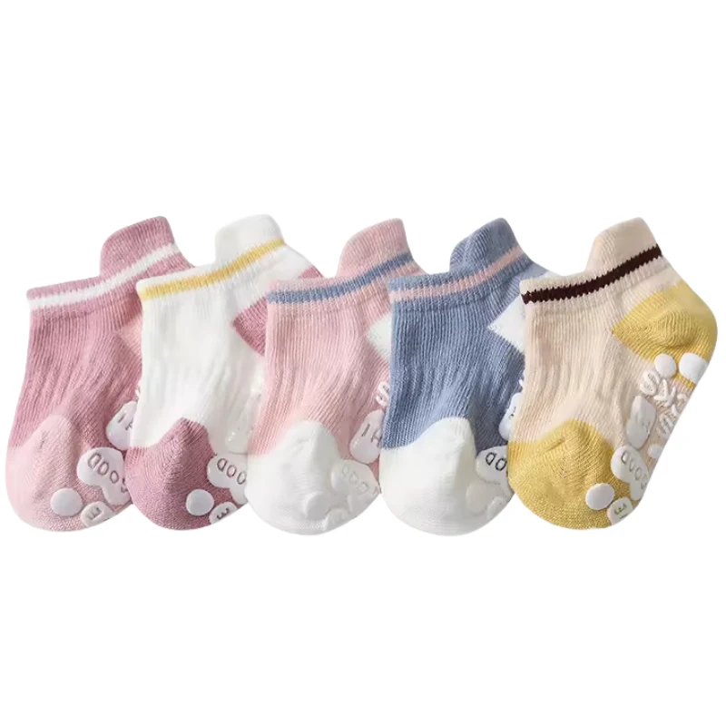 Infant Non Slip Socks in Assorted Pastel Colors and Striped Patterns