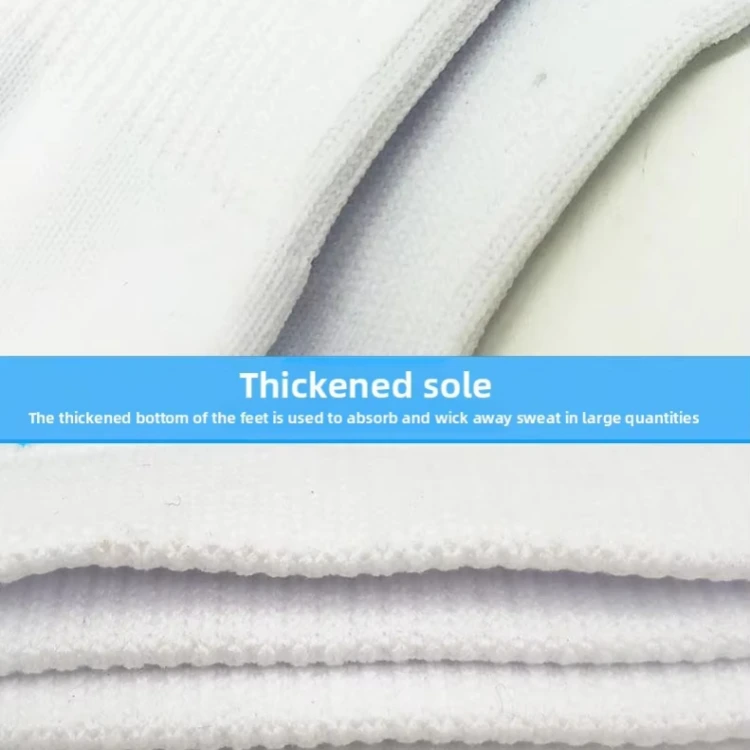 Football grip socks detail: Thickened sole for sweat absorption and comfort.