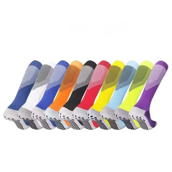 non slip football socks, a set of colorful striped grip socks for men.