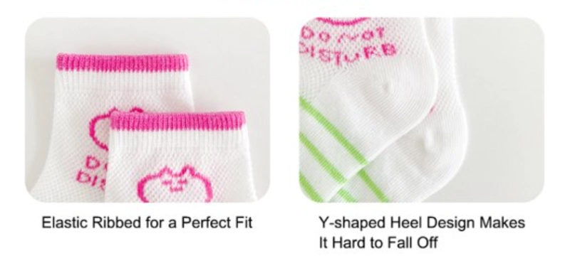 Showing stay-on design baby infant socks with elastic ribbed cuffs for a perfect fit and a Y-shaped heel to prevent falling off