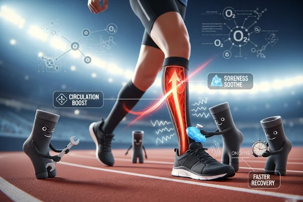 Compression socks benefits for recovery: boosted circulation, soothed soreness.