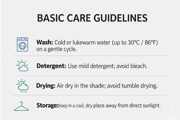 Tabi socks basic care guide for gentle washing and air drying.