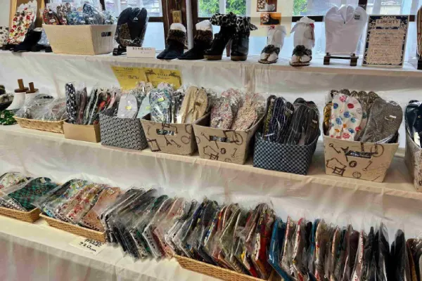 Types of tabi socks and Japanese footwear on retail shelves