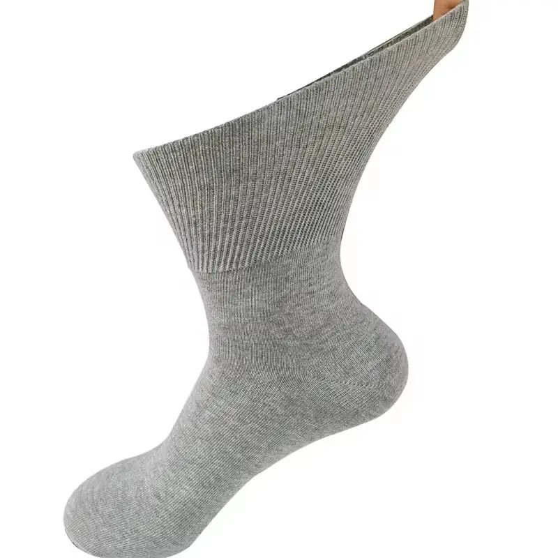 Grey unisex non-slip medical socks with comfortable, ribbed cuff.