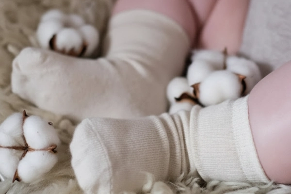 Close up of soft cotton baby socks perfect for sensitive skin