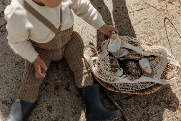 Concept image of future kidswear trends with gender neutral, sustainable, and smart textile tights