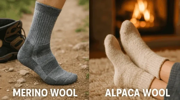 Close-up of Merino and alpaca wool fibers highlighting softness and hypoallergenic comfort for sensitive skin