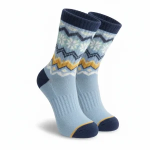 Main product image of patterned blue and yellow knit winter running socks