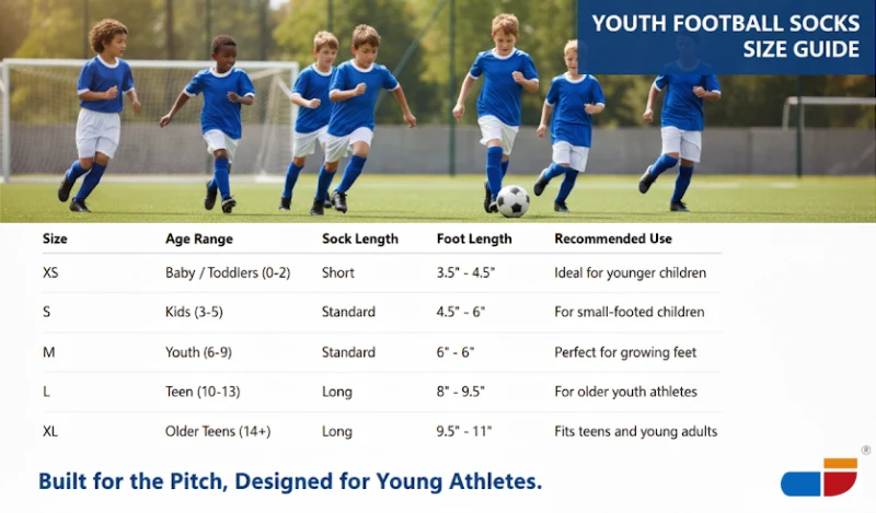 Youth football socks size guide