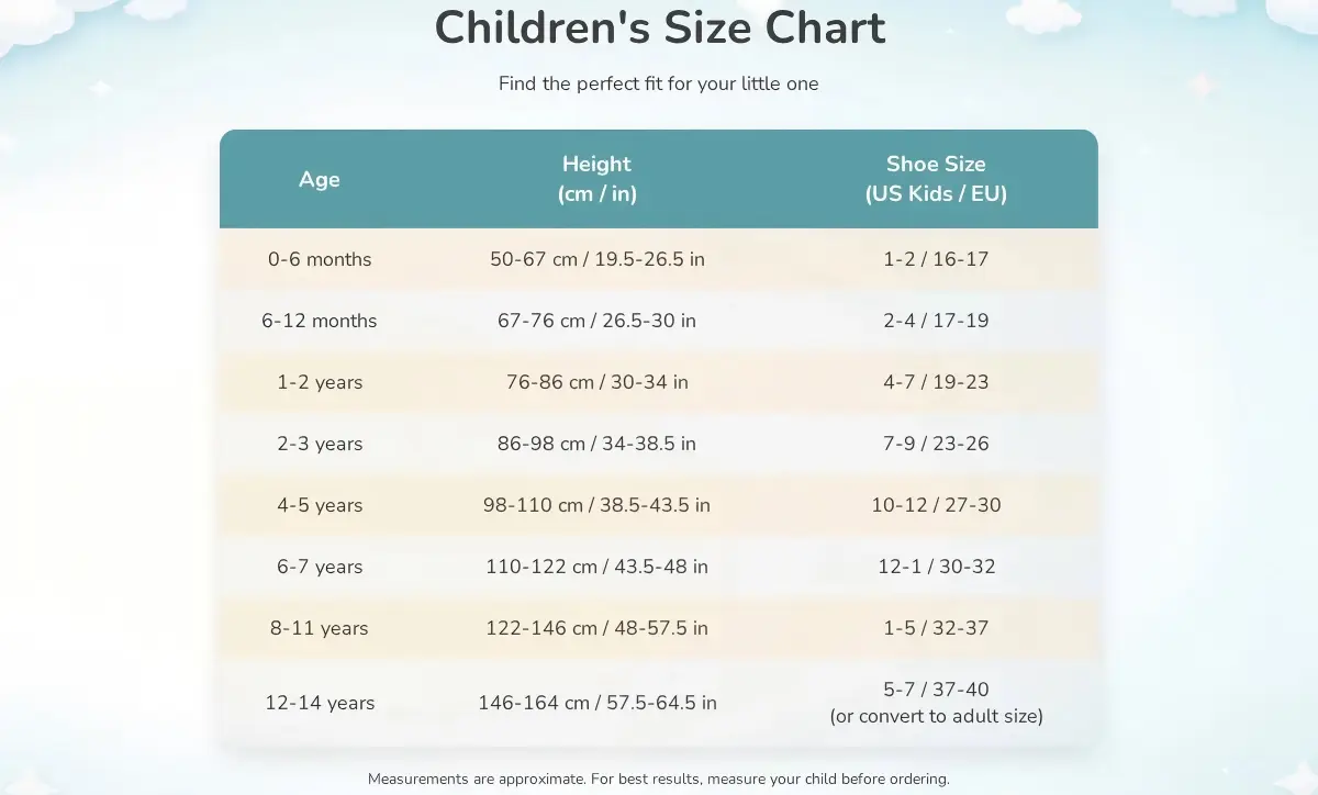 Kids tights size chart max hosiery