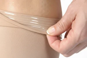 Silicone band on knee high compession socks