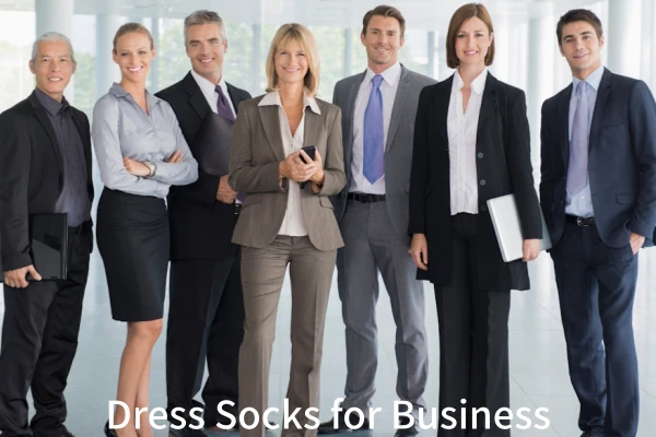 A group of professionals in suits, an appropriate setting for dress socks for business