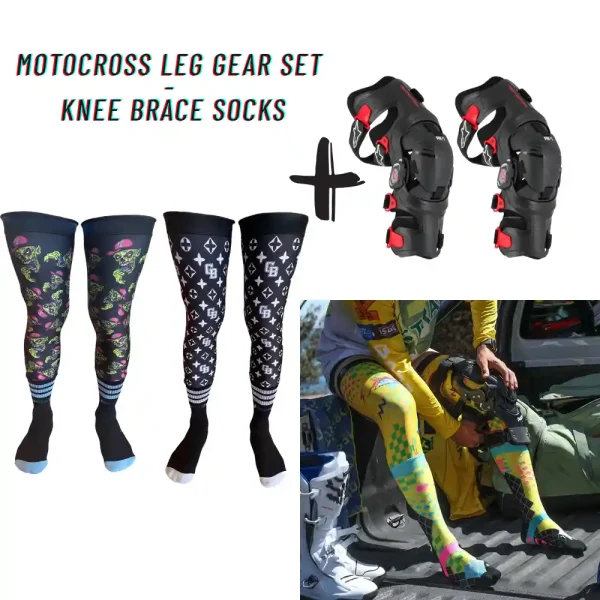 Pack of motocross knee brace socks set