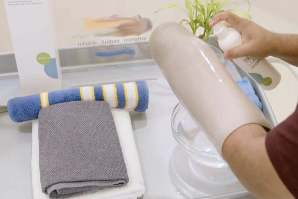 Proper cleaning of stump socks with mild soap and air drying to maintain skin hygiene and comfort