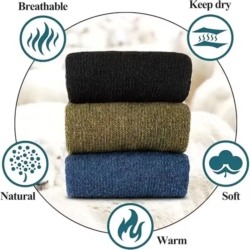  Black, olive, and blue mens trail running socks detailing natural, breathable, soft, warm, and dry features