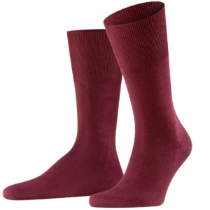 Burgundy wool dress socks for men, elegant mid-calf design displayed for product detail view.