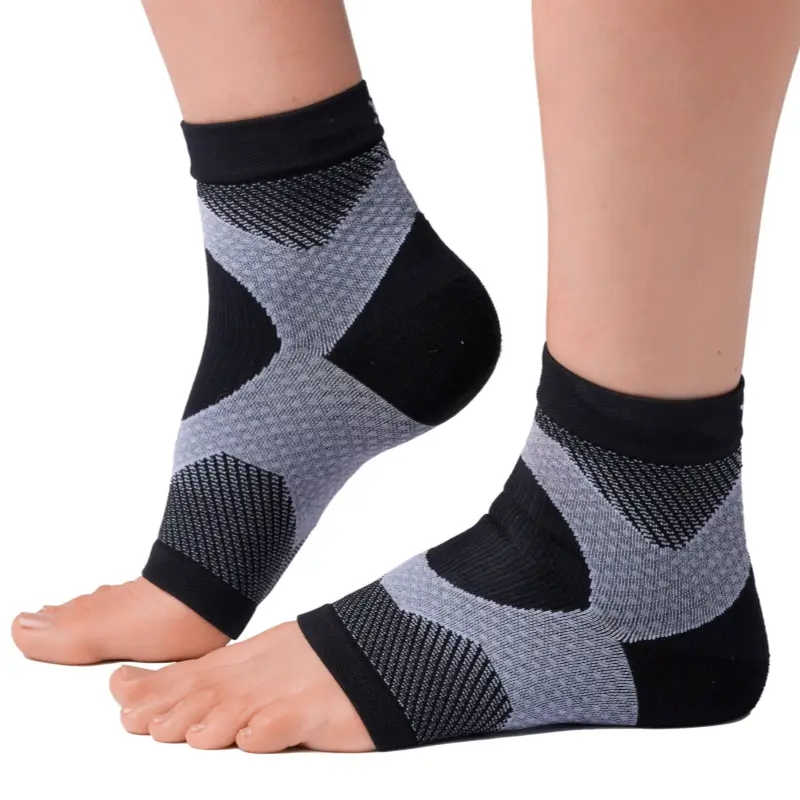 Compression plantar fasciitis socks providing arch and ankle support for foot pain relief