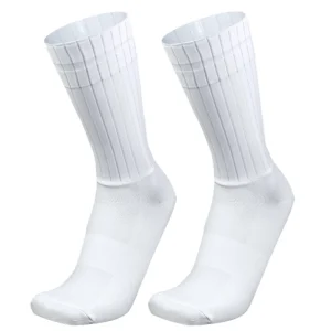 White high-cuff Aero Cycling Socks displayed to show streamlined performance design